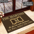 Printfamily L225 Elegant Vintage Monogram Collection As For My House Personalized Doormat