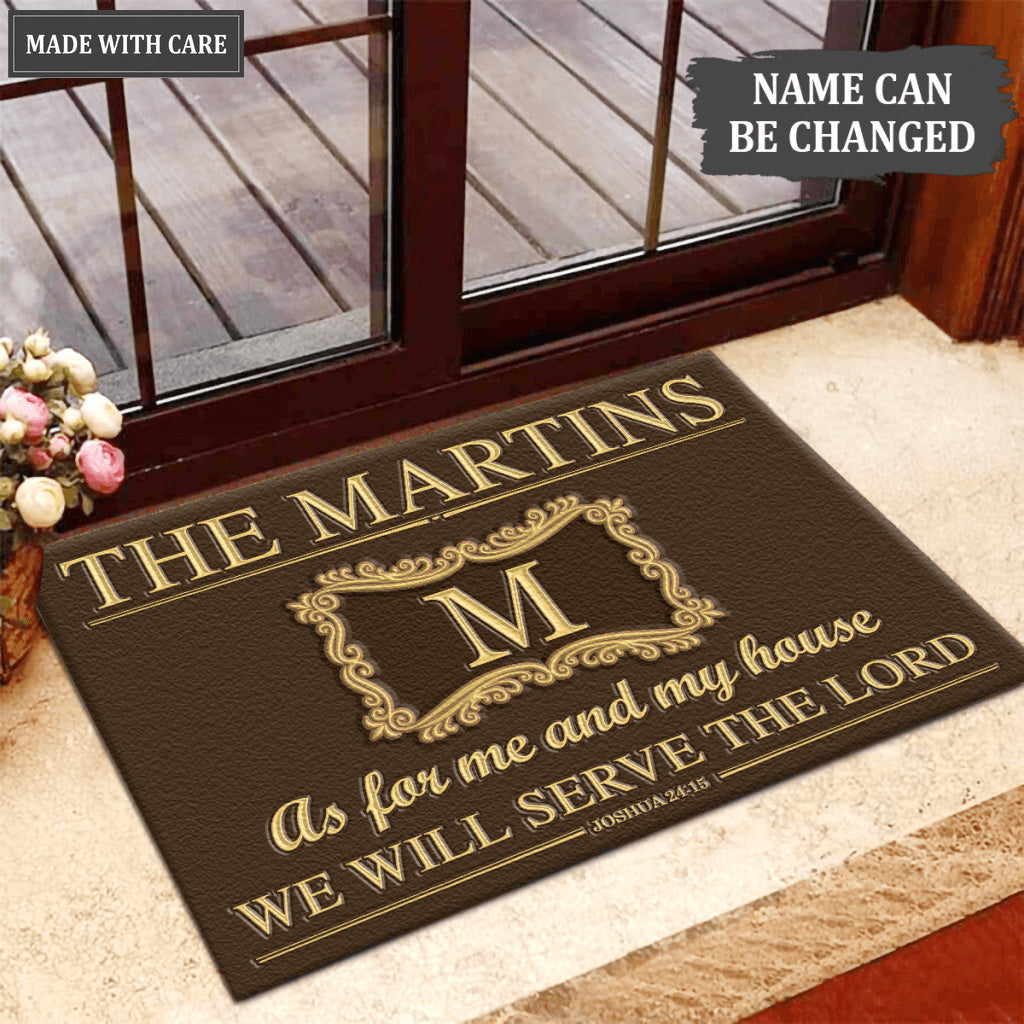 Printfamily L225 Elegant Vintage Monogram Collection As For My House Personalized Doormat