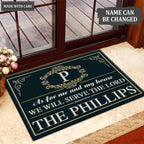 Printfamily L226 Elegant Vintage Monogram Collection As For My House Personalized Doormat