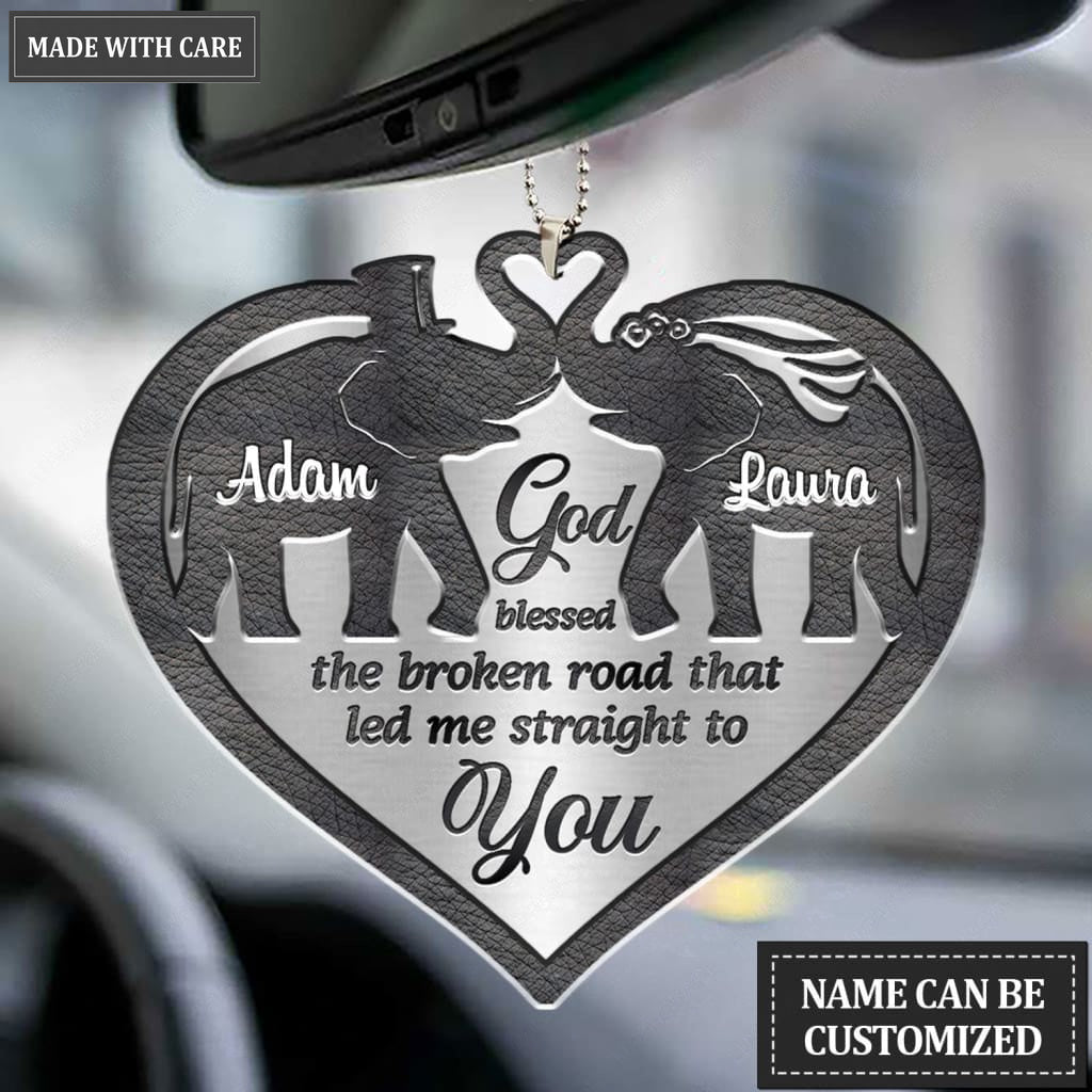 Luvingrace M64 Elephant Couple God Blessed Personalized Ornament