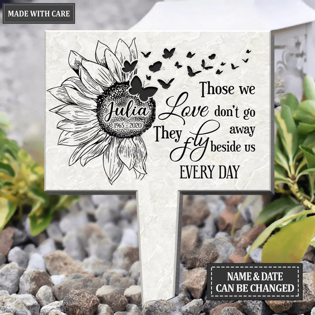 Personalized Butterflies Fly Beside Us Plaque Stake