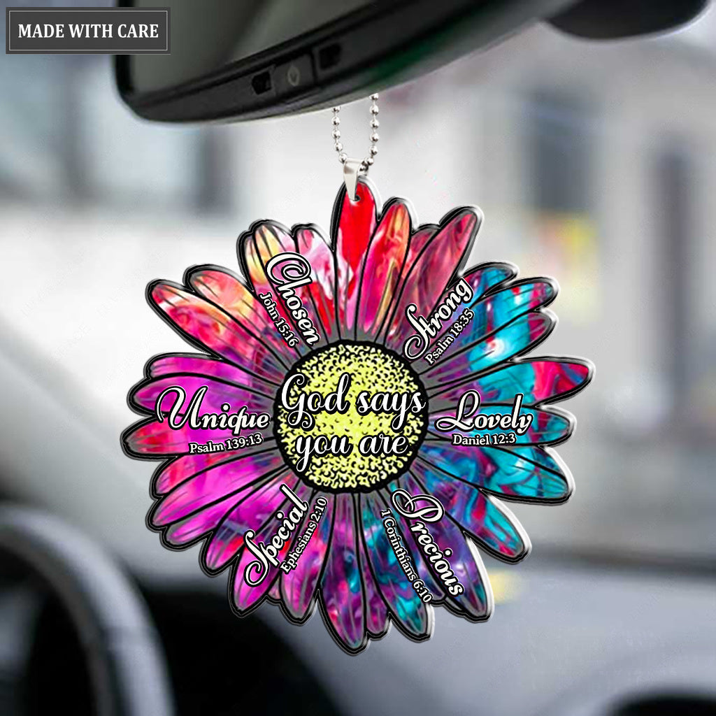 Tie Dye Daisy God Says You Are Ornament