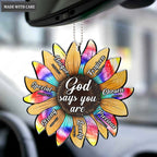 Tie Dye Watercolor Sunflower God Says You Are Ornament