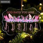 Pink Flowers And Butterflies God Says You Are Transparent Ornament