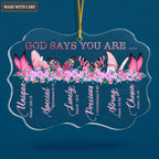 Pink Flowers And Butterflies God Says You Are Transparent Ornament