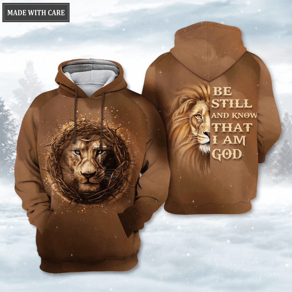 Jesus Lion Crown Of Thorns Be Still And Know That I Am God Hoodie
