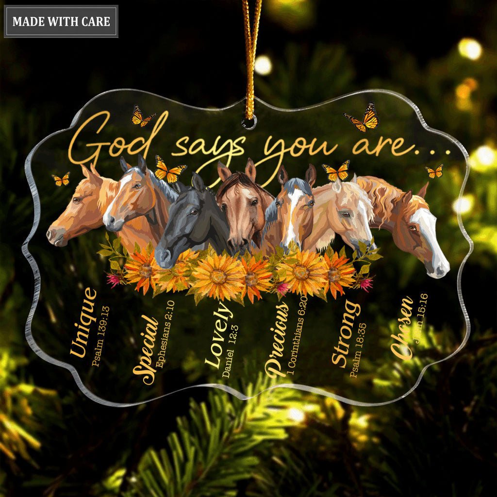 Sunflower Horses God Says You Are Transparent Ornament