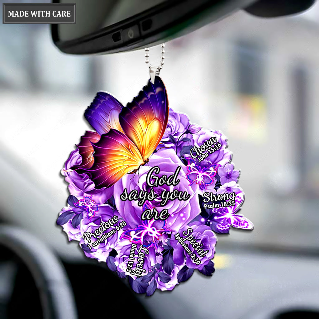 Butterfly Purple Rose God Says You Are Ornament