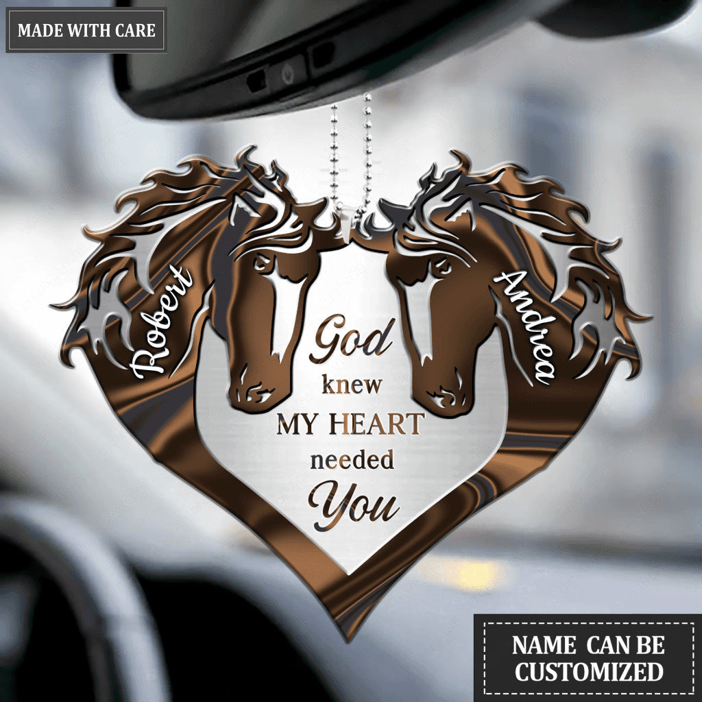 Brown Horse Couple God Knew My Heart Personalized Ornament