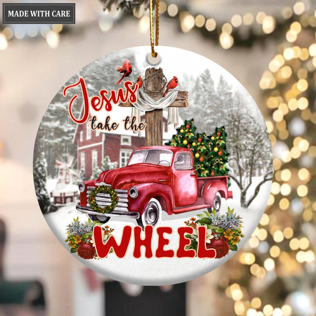 Jesus Take The Wheel Ceramic Ornament