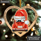 Santa Hat Truck God Blessed Personalized Wooden Ornament