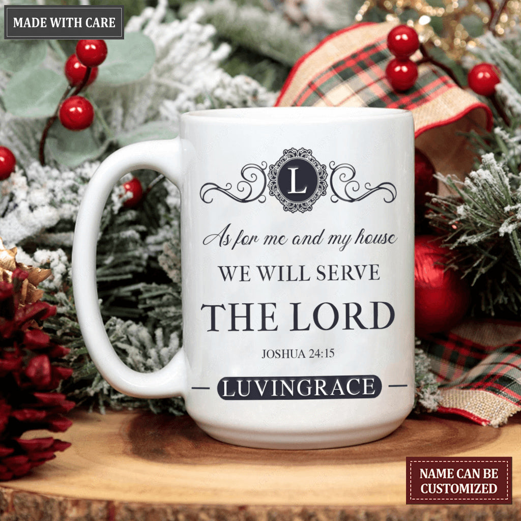 Vintage Elegant As For Me And My House Personalized Mug