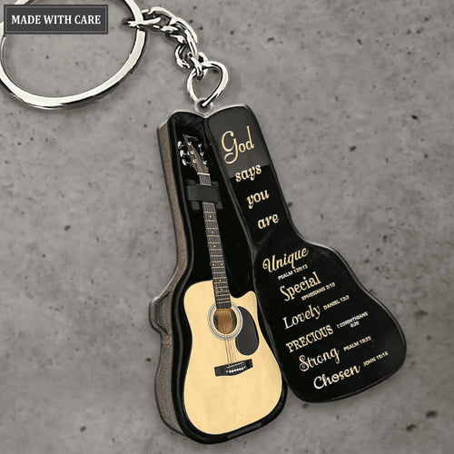 Acoustic Guitar Bag God Says You Are Keychain