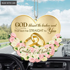 Floral Couple Rings God Blessed Personalized Ornament