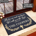 Cross Wreath Serve The Lord Personalized Doormat