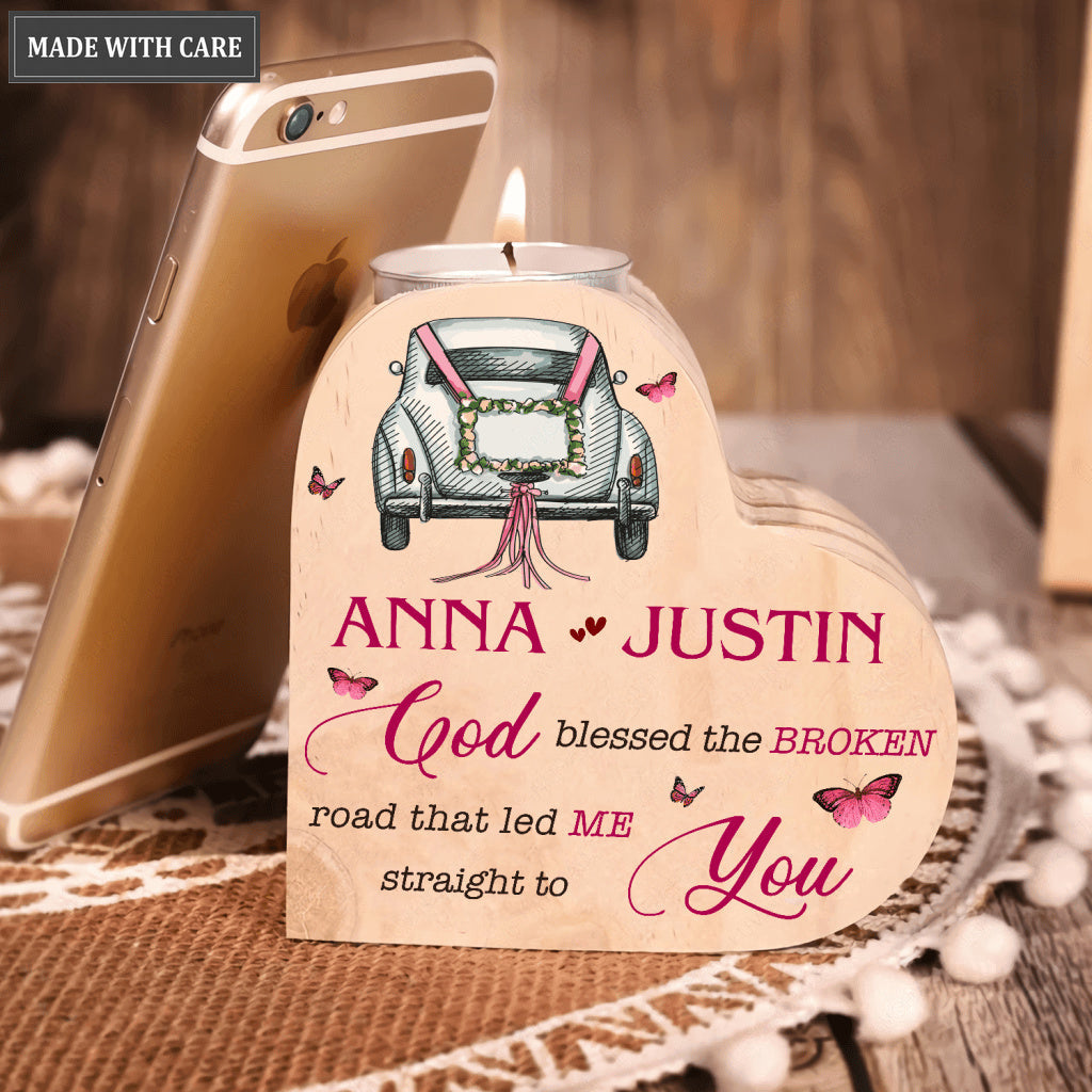 Butterfly Wedding Car God Blessed Personalized Candle Holder