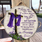 Purple Scarf Cross Chains Are Gone Wood Circle Sign