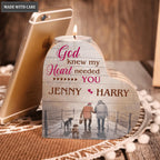Old Couple And Dog God Blessed Personalized Candle Holder