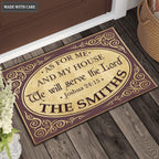 Purple Vintage Frame As For Me And My House Personalized Doormat