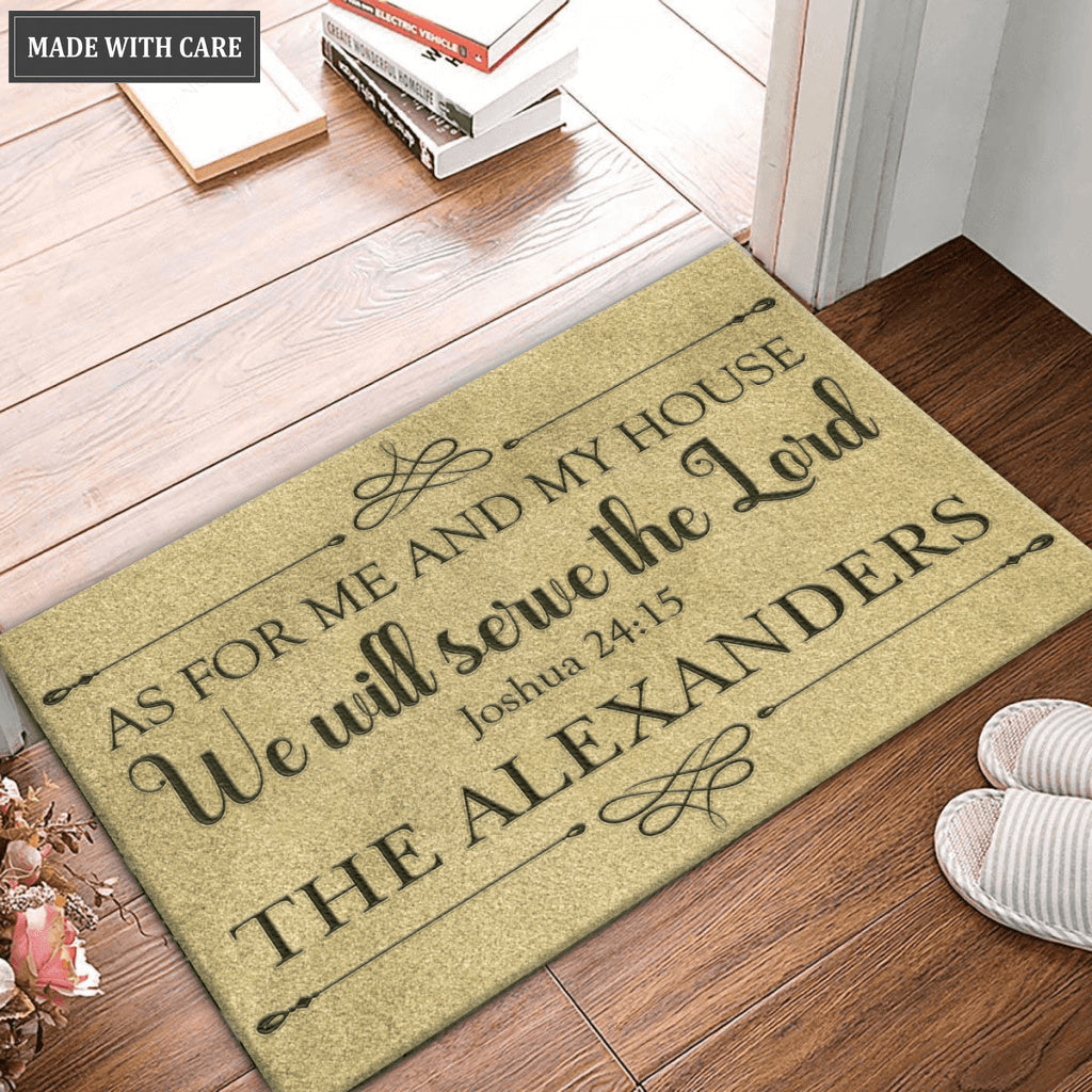 Vintage Light Green As For Me And My House Personalized Doormat
