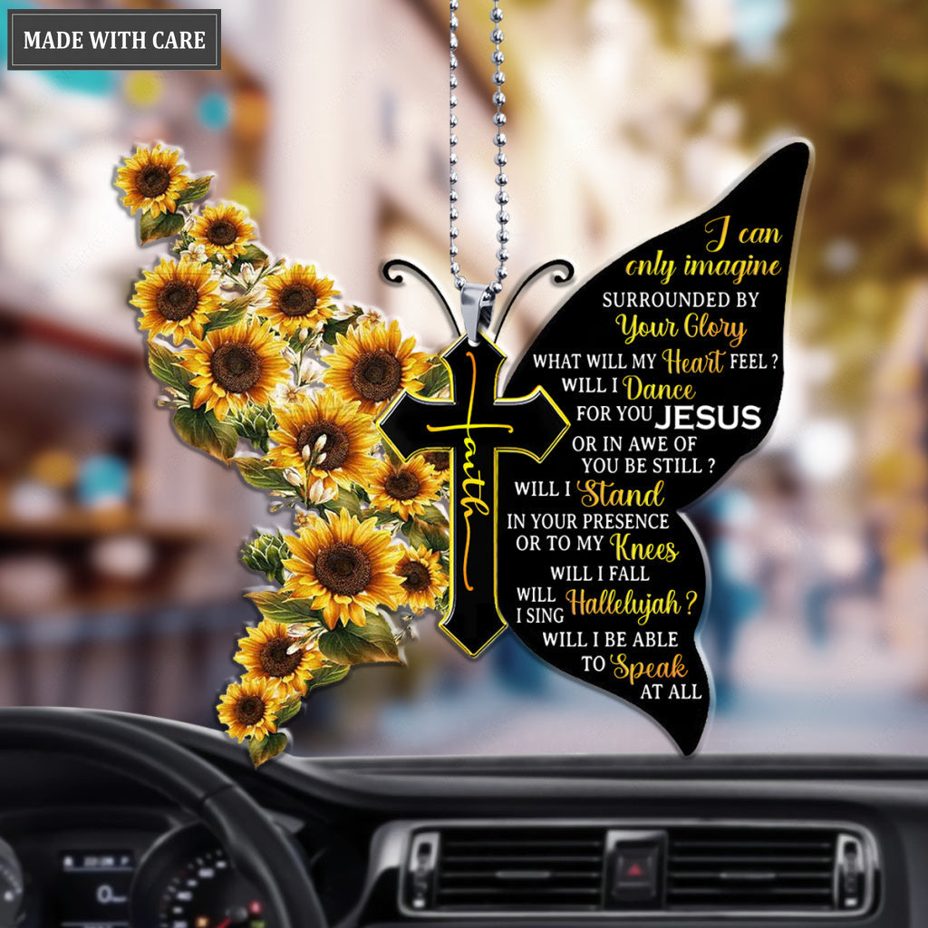 Faith Cross With Sunflower By The Glory Butterfly Ornament