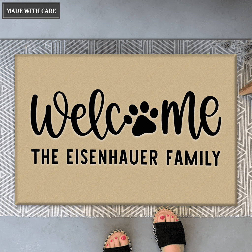 Dog Paws Doormat, Personalized Door Mat, Last Name Doormat