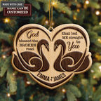 Romantic Swan Couple God Blessed Personalized Wood Engraved Ornaments