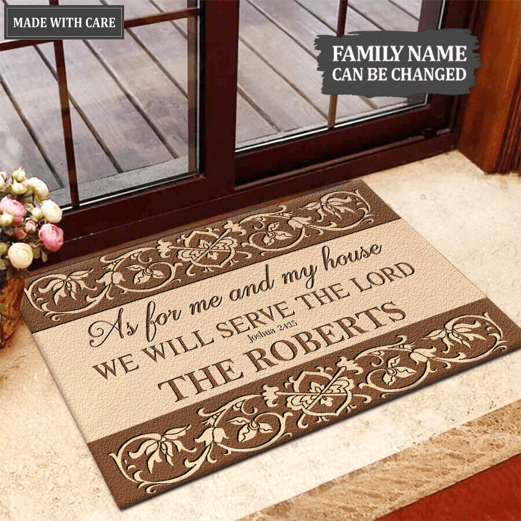Our Family Serve The Lord Personalized Doormat