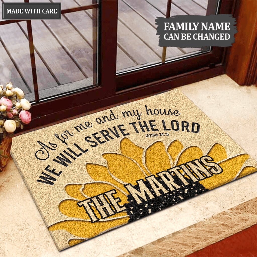 Sunflower Welcome Doormat Serve The Lord