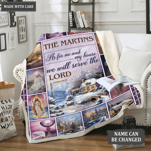 Christmas Snow House As For Me And My House Personalized Blanket