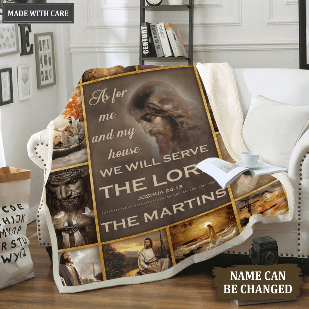 Vintage Chistian God  As For Me And My House Personalized Blanket