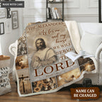 Vintage Christian Flower And Cross As For Me And My House Personalized Blanket