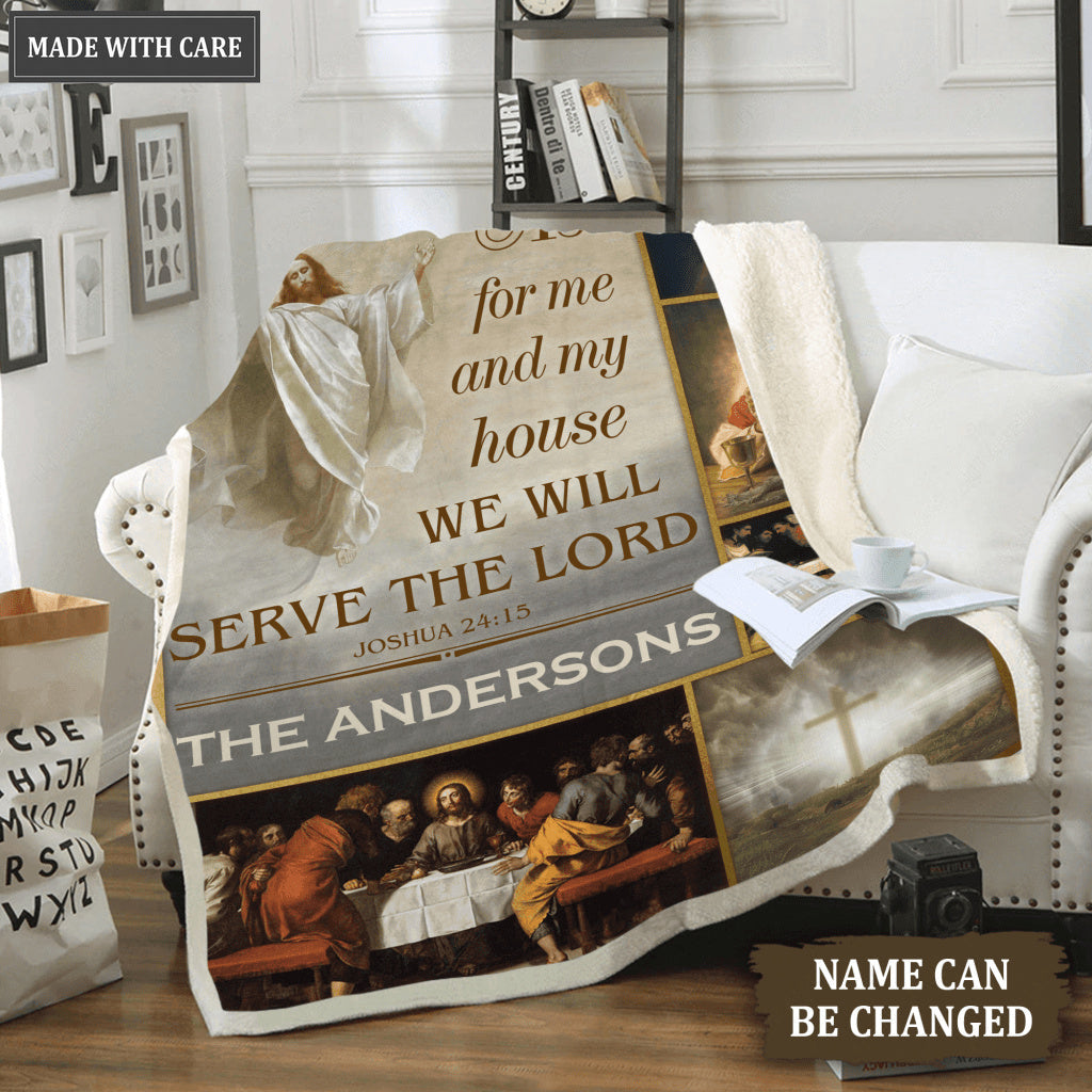 Vintage Christian Prayer As For Me And My House Personalized Blanket