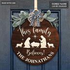 Personalized This Family Believes Round Sign With Bow Door Hanger