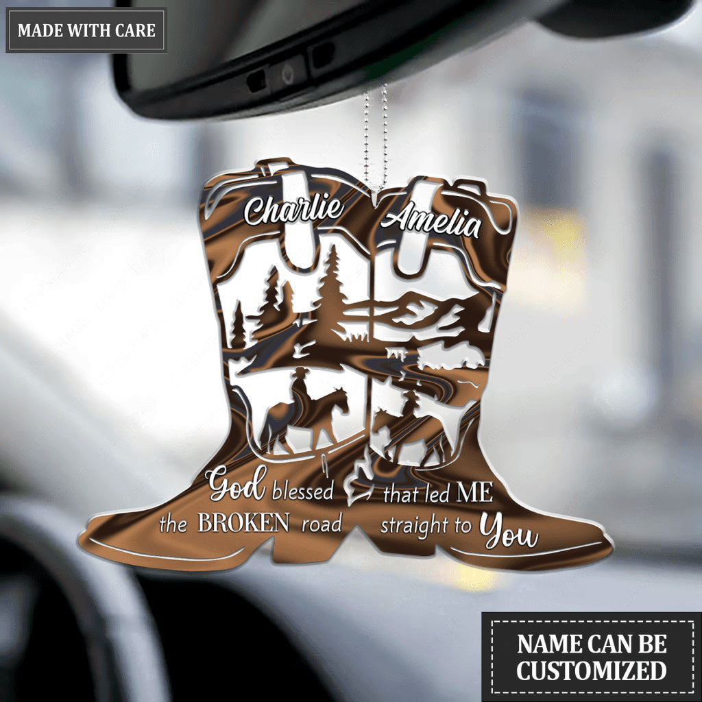 Hologram Cowgirl Boots God Blessed Personalized Ornament
