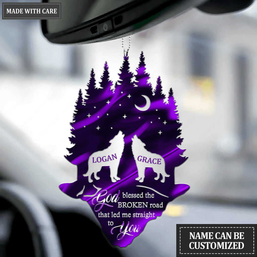Hologram Wolf Couple In Forest Personalized Ornament