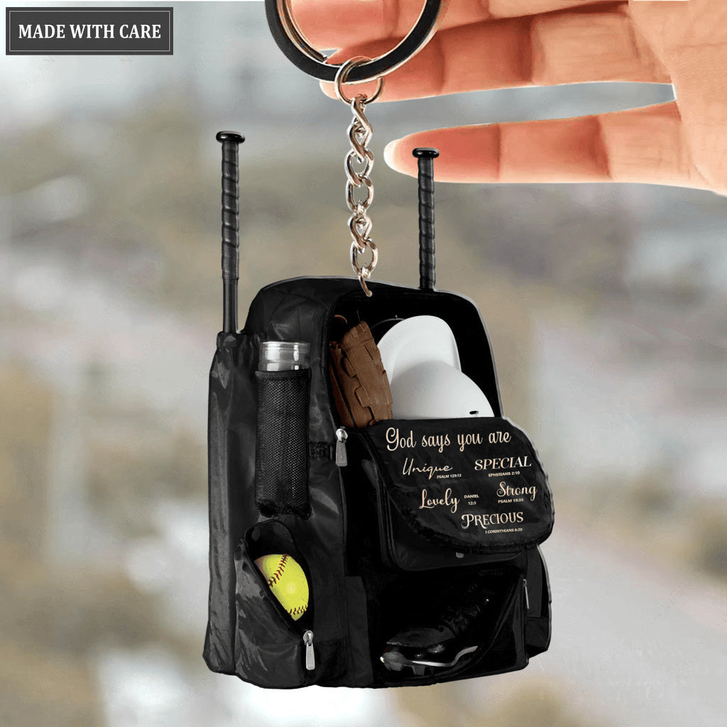 Softball Bag God Says You Are Keychain