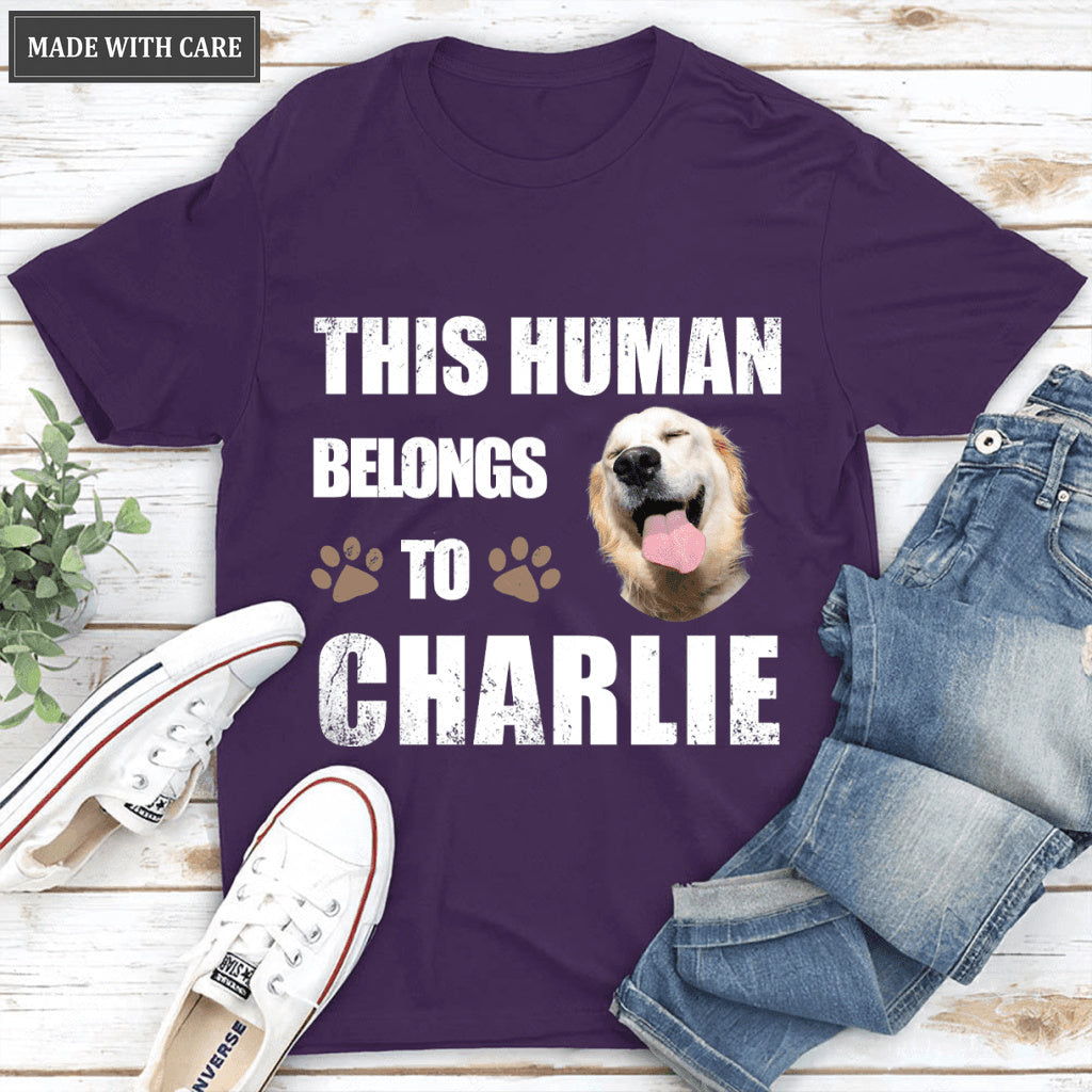This Human Belongs To - Personalized Custom Unisex T-Shirt