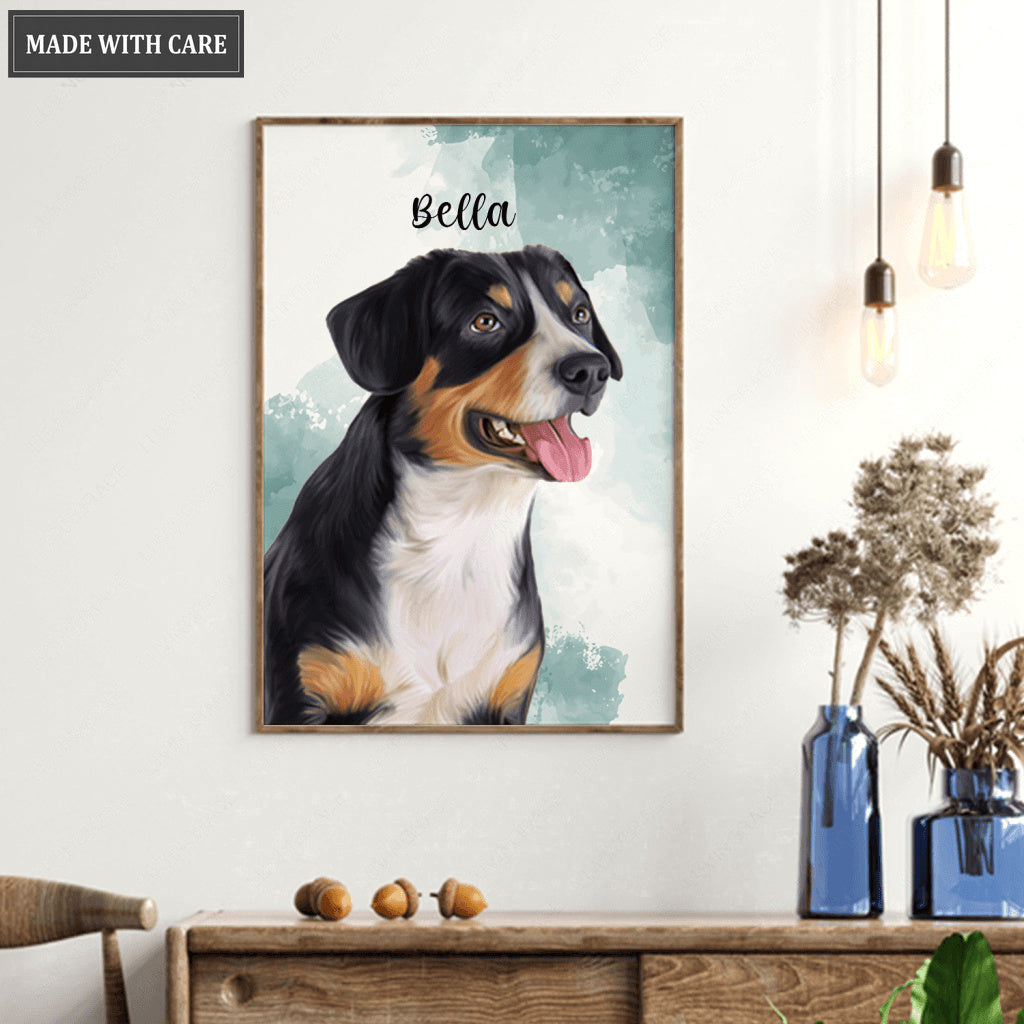 Watercolor Pet Portrait From Photo Poster Canvas - Personalized Custom Gift