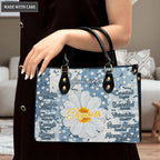Daisy Flower On Jean Pattern Identity In Christ You Are - Personalized Custom Leather Bag