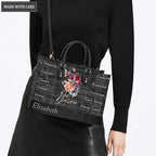 Grey Vintage Roses Cross Butterfly You Are - Personalized Custom Leather Bag