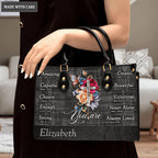 Grey Vintage Roses Cross Butterfly You Are - Personalized Custom Leather Bag