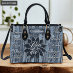 Vintage Flower On Jean Pattern Identity In Christ You Are - Personalized Custom Leather Bag