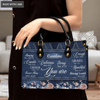 Vintage Roses Floral On Jean Pattern Identity In Christ You Are - Personalized Custom Leather Bag