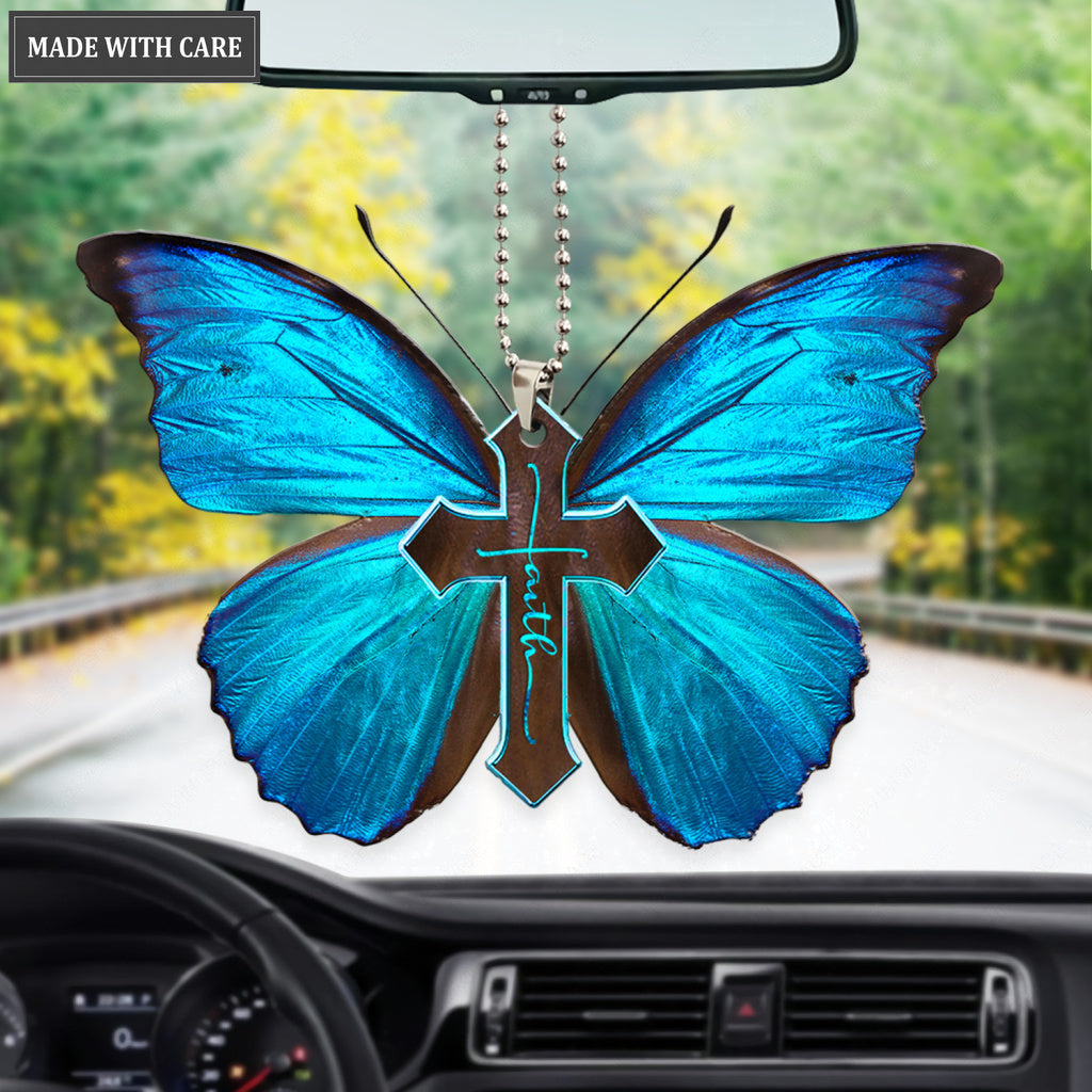 Morpho Butterfly Faith Ornament