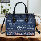 Vintage Roses Floral On Jean Pattern Identity In Christ You Are - Personalized Custom Leather Bag