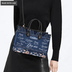Vintage Roses Floral On Jean Pattern Identity In Christ You Are - Personalized Custom Leather Bag