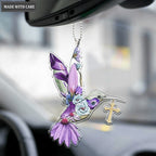 Floral Hummingbird Cross Ornament