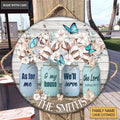 Personalized Cotton Flower Serve The Lord Wood Circle Sign