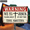 Personalized Nail Cross Talking About Jesus Metal Sign